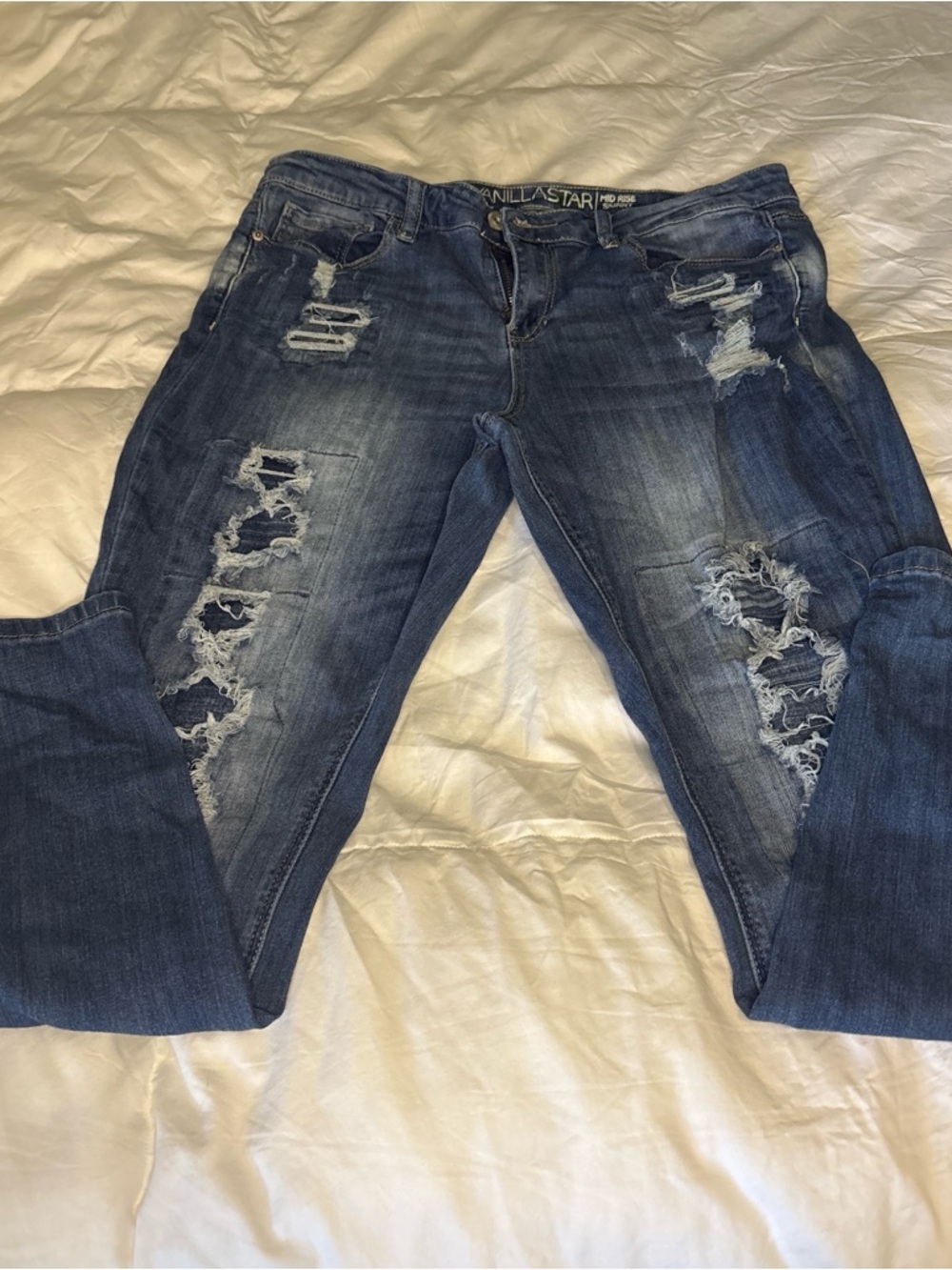 Vanilla Star Ripped Dark Blue Skinny Jeans